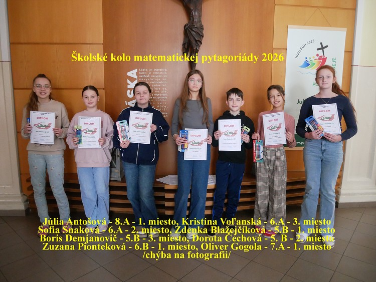 Najlepší žiaci v matematickej pytagoriáde na II. stupni